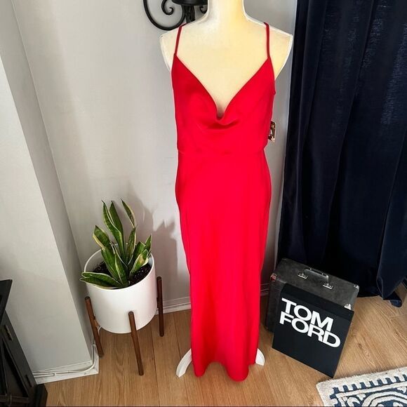Taylor Midi Slip Midi Dress, Holiday/Christmas Party Dress, Red, Size 10, NWT - Picture 7 of 13